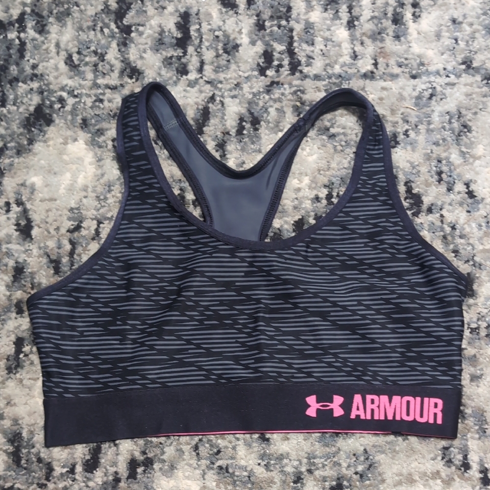 Under Armour Black and Pink Patterned Sports Bra